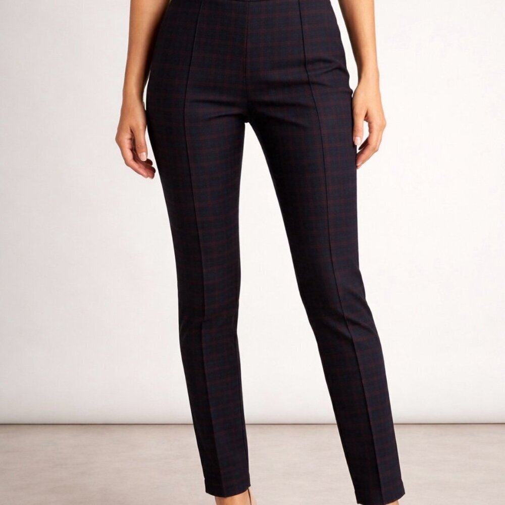 Ann Taylor NEW pants the perfect pull on pleated Navy/Maroon stretch SZ SM